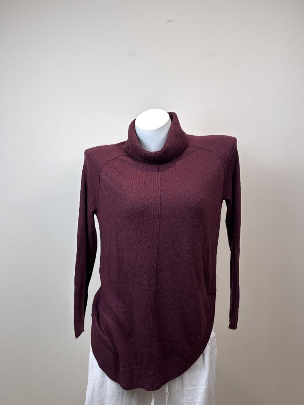 Caslon Womens Wool Blend Turtleneck Tunic Knit Sweater XS Burgundy Maroon